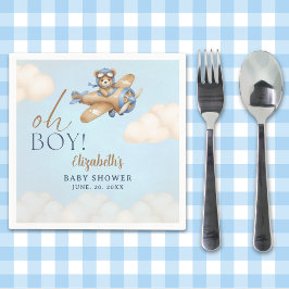 Baby Shower Boy  Adorable Bear Pilot Servet