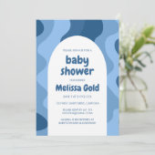 BABY SHOWER BOY Arch Groovy Blue Stripes CUSTOM Kaart (Staand voorkant)