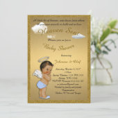 baby shower Boy, Baby Angel, glitter, Gold Kaart (Staand voorkant)
