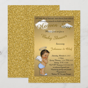 baby shower Boy, Baby Angel, glitter, Gold, mand Kaart