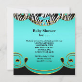 Baby shower Boy Baby Blauwgroen Blauw Zwart Zebra Kaart (Achterkant)