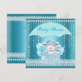 Baby shower Boy Baby Blue Pearl Umbrella Kaart (Voorkant / Achterkant)