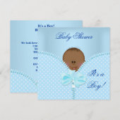Baby shower Boy Baby Blue White Polka Dots Kaart (Voorkant / Achterkant)