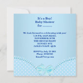 Baby shower Boy Baby Blue White Polka Dots Kaart (Achterkant)