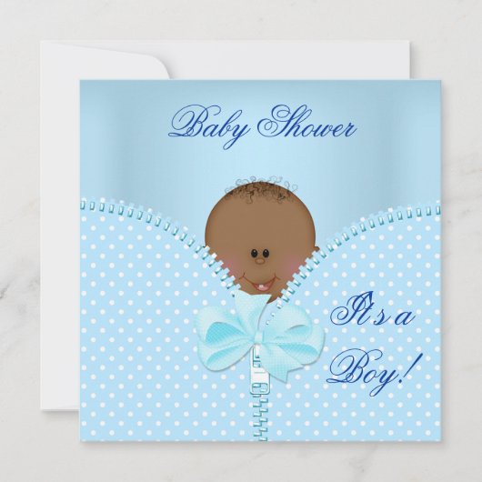 Baby shower Boy Baby Blue White Polka Dots Kaart (Voorkant)