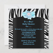 Baby shower Boy Baby Blue White Zebra Print Kaart (Achterkant)