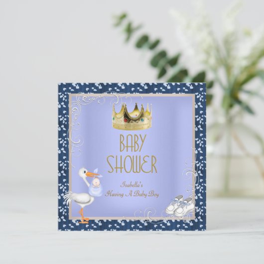 Baby shower Boy Baby Kroonprins Blue Kaart (Staand voorkant)