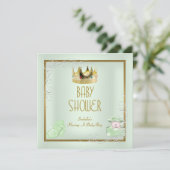 Baby shower Boy Baby Kroonprins Mint Kaart (Staand voorkant)