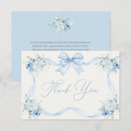 Baby shower Boy Bedankkaart met strik