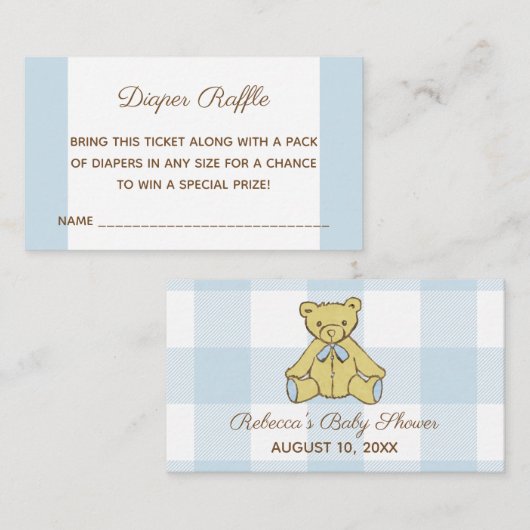 Baby shower Boy Beer Luier Raffle Ticket Informatiekaartje (Voorkant / Achterkant)