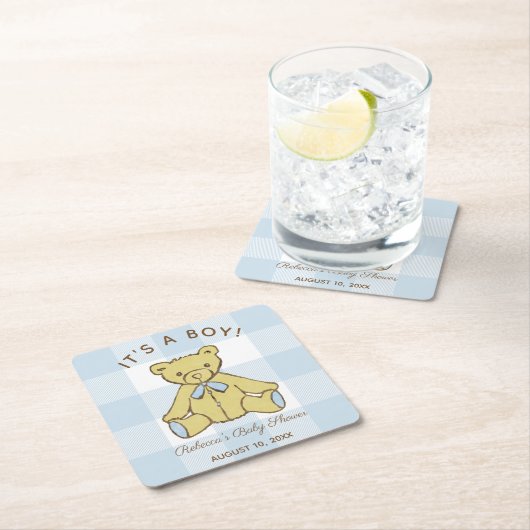 Baby shower Boy Beer met naam en datum Kartonnen Onderzetters (Insitu)