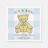 Baby shower Boy Beer met naam en datum Servet (Voorkant)