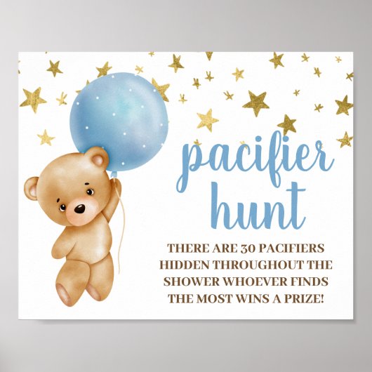 Baby shower Boy Beer Pacifier Hunt sign Poster (Voorkant)