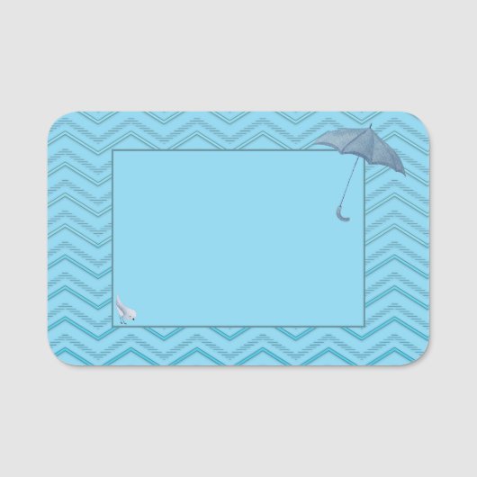 Baby shower Boy Bird & Umbrella Naamplaatje (Voorkant)