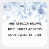 Baby shower Boy Blauw Bloemen Drop Adres Vierkante Sticker (Voorkant)