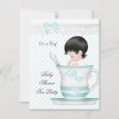 Baby shower Boy Blauwgroen Baby Teacup Kaart (Voorkant)