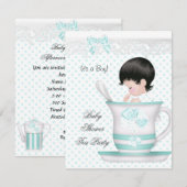 Baby shower Boy Blauwgroen Baby Teacup Kaart (Voorkant / Achterkant)