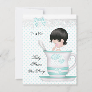 Baby shower Boy Blauwgroen Baby Teacup Kaart