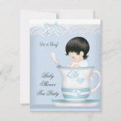 Baby shower Boy Blue Baby in Teacup Kaart (Voorkant)