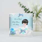 Baby shower Boy Blue Baby Teacup Cupcake 2 Kaart (Staand voorkant)