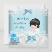 Baby shower Boy Blue Baby Teacup Cupcake 2 Kaart (Voorkant)