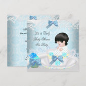 Baby shower Boy Blue Baby Teacup Cupcake Kaart (Voorkant / Achterkant)