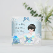 Baby shower Boy Blue Baby Teacup Cupcake Kaart (Staand voorkant)