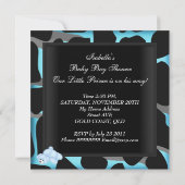 Baby shower Boy Blue Black Animal Print Kaart (Achterkant)