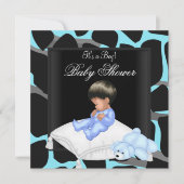 Baby shower Boy Blue Black Animal Print Kaart (Voorkant)
