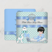 Baby shower Boy Blue Blauwgroen Crown Giraffe Kaart (Voorkant / Achterkant)