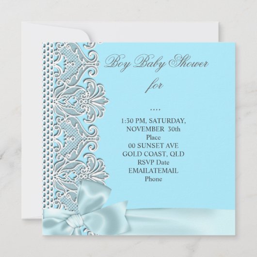 Baby shower Boy Blue Blauwgroen grijs witte lens Kaart (Achterkant)