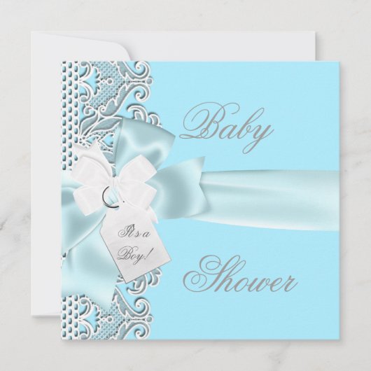 Baby shower Boy Blue Blauwgroen grijs witte lens Kaart (Voorkant)