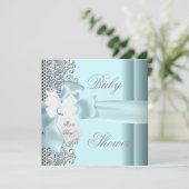 Baby shower Boy Blue Blauwgroen grijs witte lens Kaart (Staand voorkant)
