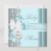 Baby shower Boy Blue Blauwgroen grijs witte lens Kaart (Voorkant)