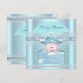 Baby shower Boy Blue Blauwgroen Umbrella Spot Kaart (Voorkant / Achterkant)