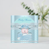 Baby shower Boy Blue Blauwgroen Umbrella Spot Kaart (Staand voorkant)