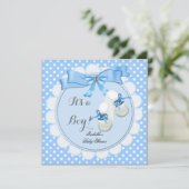 Baby shower Boy Blue Cute Blue Booties schoenen 2 Kaart (Staand voorkant)