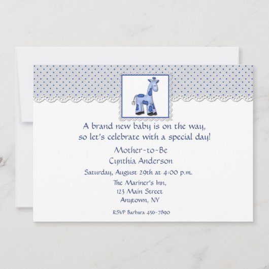 baby shower Boy Blue Giraffe Kaart (Voorkant)
