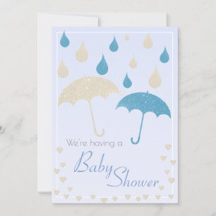 Baby shower Boy Blue Gradient Glitter Paraplu's Kaart