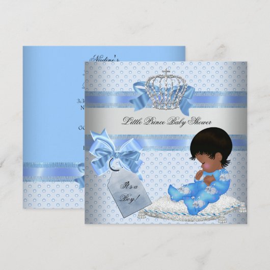 Baby shower Boy Blue Little Prince Bunnies Kaart (Voorkant / Achterkant)