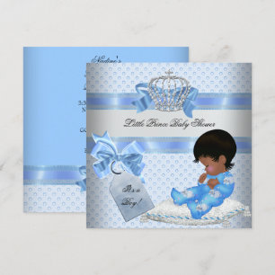 Baby shower Boy Blue Little Prince Bunnies Kaart