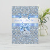 Baby shower Boy Blue Little Prince Crown 2 Kaart (Staand voorkant)