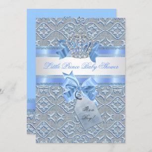 Baby shower Boy Blue Little Prince Crown 2 Kaart
