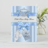 Baby shower Boy Blue Little Prince Crown 3a Kaart (Staand voorkant)
