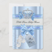 Baby shower Boy Blue Little Prince Crown 3a Kaart (Voorkant)