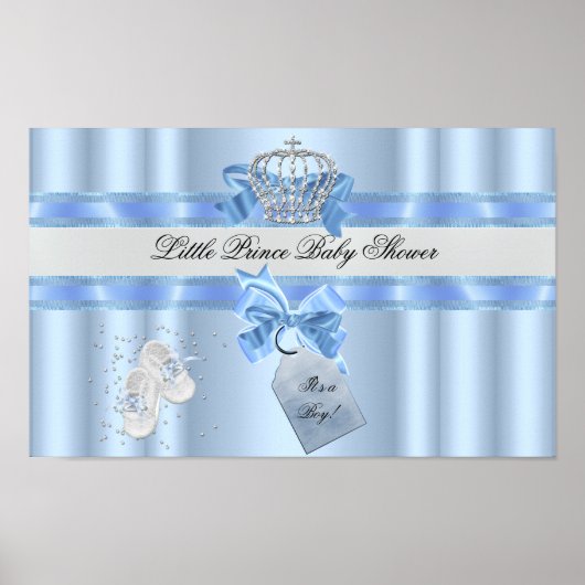 Baby shower Boy Blue Little Prince Crown 3a Poster (Voorkant)