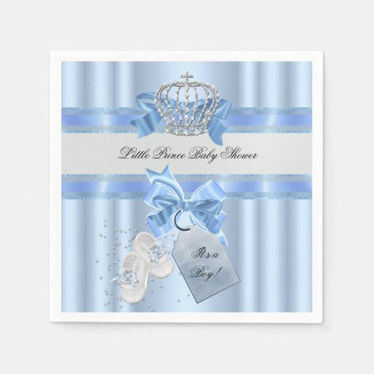 Baby shower Boy Blue Little Prince Crown 3a Servet (Voorkant)