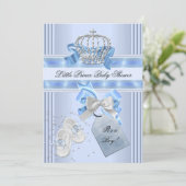 Baby shower Boy Blue Little Prince Crown 5a Kaart (Staand voorkant)