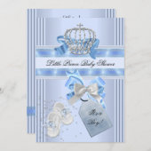 Baby shower Boy Blue Little Prince Crown 5a Kaart (Voorkant / Achterkant)