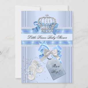 Baby shower Boy Blue Little Prince Crown 5a Kaart